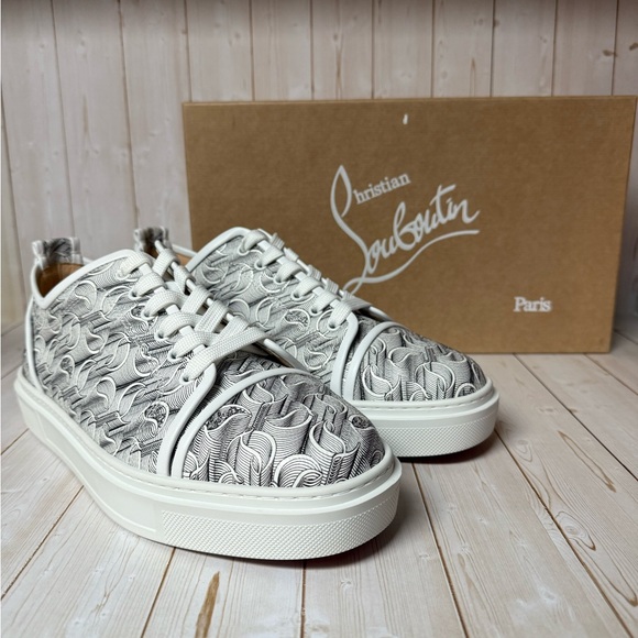 Christian Louboutin Other - Christian Louboutin Adolon Logo Print Lace Up Sneaker White/Black sz 44 / 11